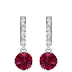 Gold Red Diamond Round Stud Earrings